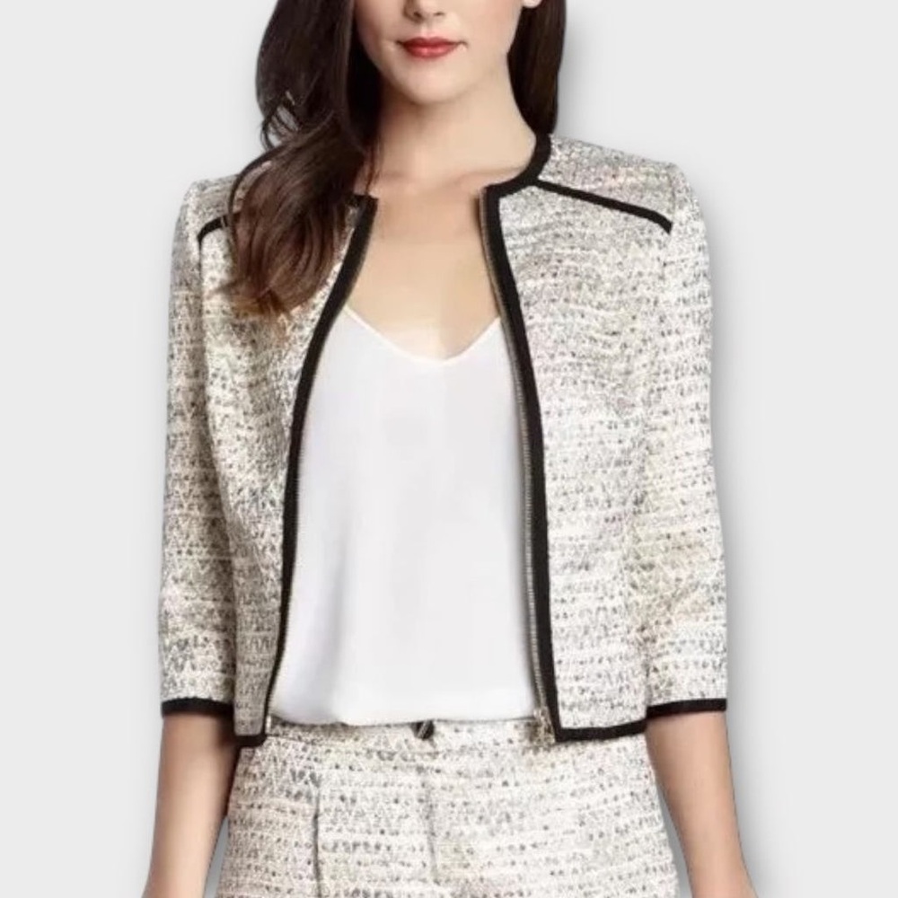 Ted Baker Women's Textured Blazer - Cream and Black